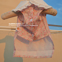 South Koreas new pet clothes Rose Pink with small floral blouses teddy Beaumey pooch dress kittens lace collar blouses