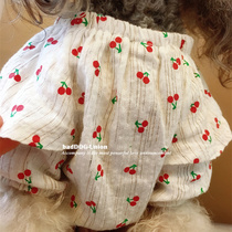 Pet Fall Cotton Linen Small Cherry Vest T Shirt Teddy Bibi Panda Miqiu Winter Cherry Clothes Web Red Cat Clothing