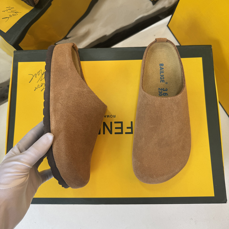 Little Potato Half Slippers for Women, Thick-Soled, High-End Feel, 2026 Summer New Style, Genuine Leather Flat Birkenstock Clog Slippers