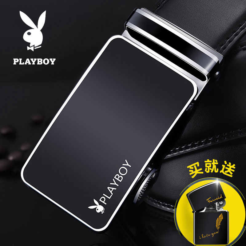 Playboy men's belt leather 2022 youth trend pure wild automatic buckle leather pants belt