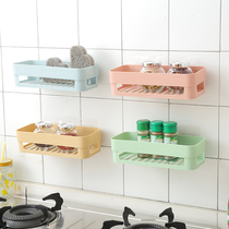 Rectangular kitchen and bathroom traceless sticker hollow shelf kitchen dressing box stove sundries storage box