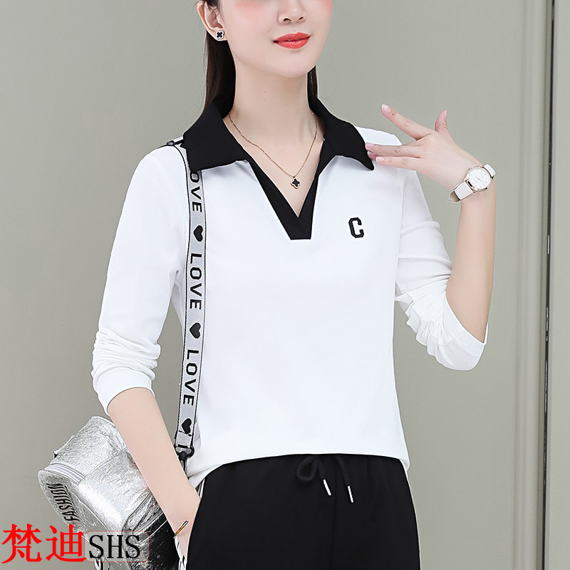 Spring and autumn top women's new 2022 small shirt cotton long-sleeved T-shirt women's shirt white bottoming shirt women's thin section