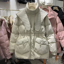 Shawl design down jacket womens mid-length 2021 winter new fashion foreign style explosive style bread clothing cotton-padded jacket jacket