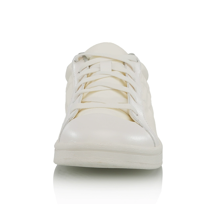 Li Ning giày thường nữ giày thể thao thời trang nữ da thời trang hoang dã giày trắng phẳng giày thể thao - Dép / giày thường