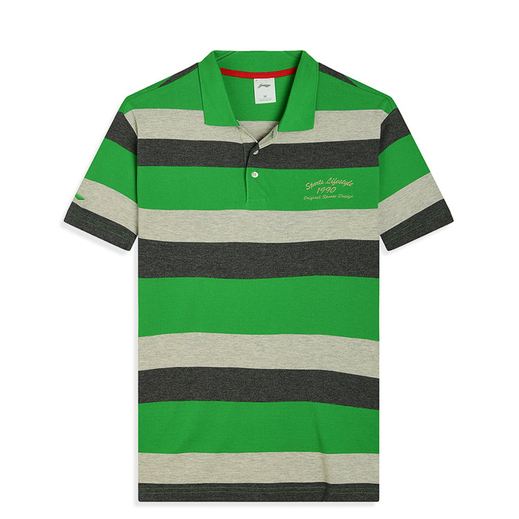 Li Ning nam thể thao thời trang sọc ve áo ngắn tay áo polo APLJ825 áo polo lacoste