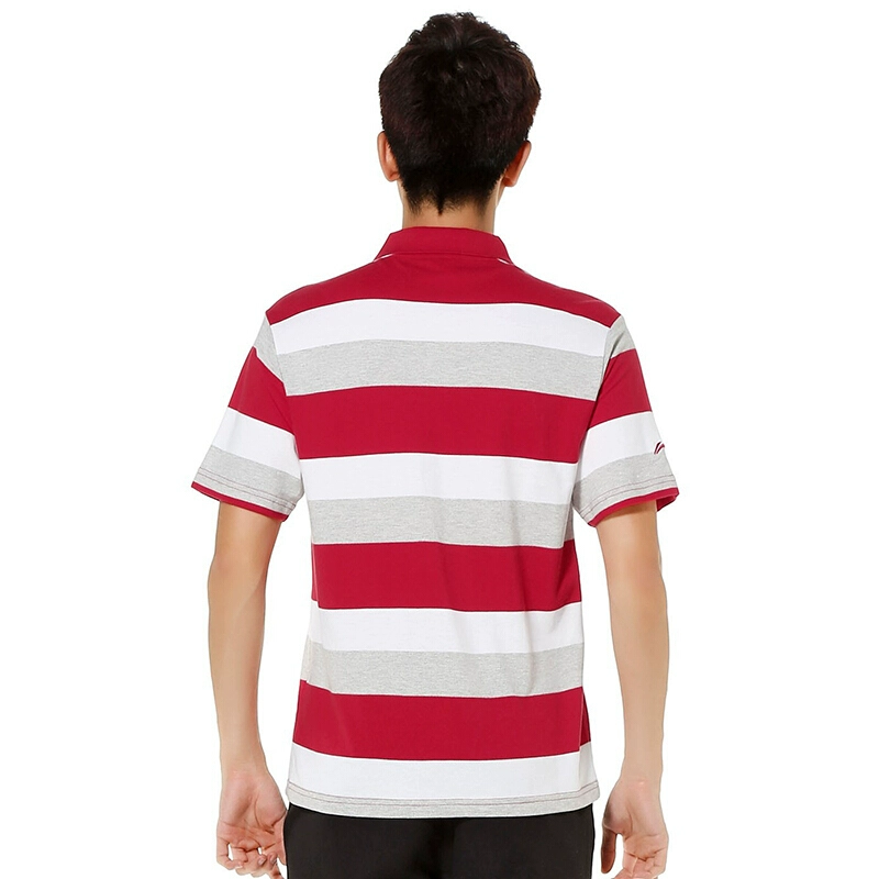 Li Ning nam thể thao thời trang sọc ve áo ngắn tay áo polo APLJ825