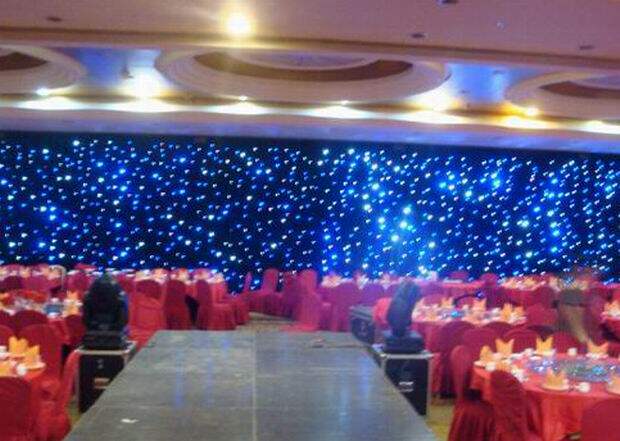 Wedding hotel decoration starry sky stage stage gauze star light curtain stage waterfall light gauze wedding light background