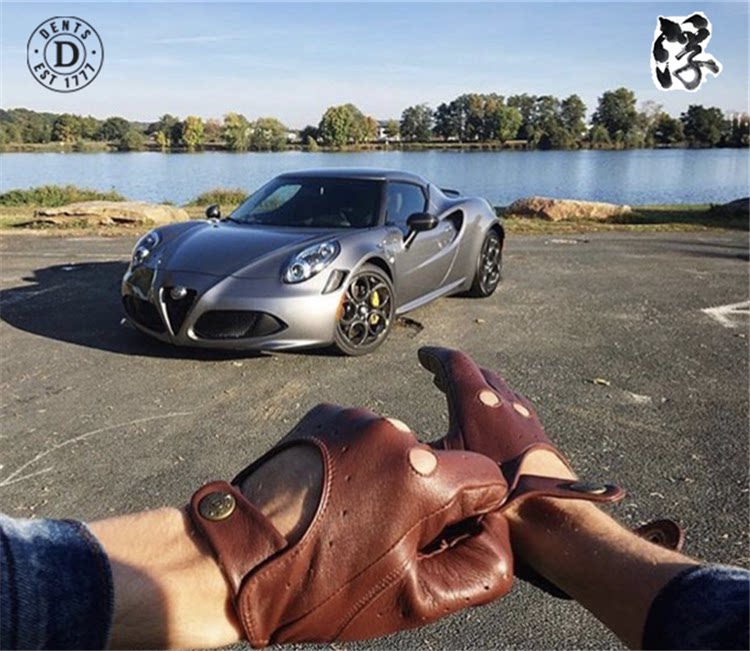 British DENTS multicolored men's sheep skin without lining Delta Delta touch screen driver leather gloves