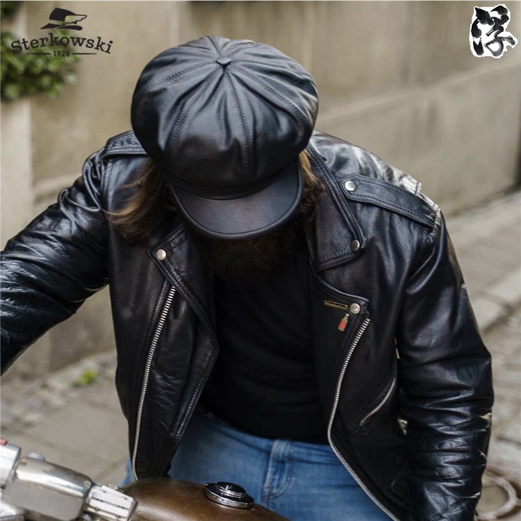 Spot Poland sterkowski genuine leather soft leather anise cap artist hat Artisanal Refining-Taobao