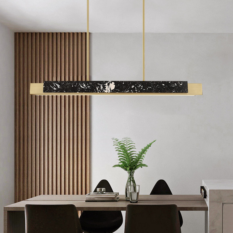Minimalist dining room artistic chandelier Nordic postmodern designer bar marble strip light luxury LED lamps