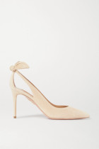 2020 AQUAZZURA Deneuve 85 Bow Embellished Suede Heels