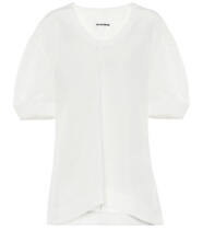  2021 JIL SANDER WHITE ASYMMETRICAL DOWNSWING LINEN BLEND BLOUSE BLOUSE