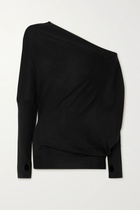  2021 TOM FORD BLACK SINGLE SHOULDER CASHMERE GENUINE SILK BLEND LADY SWEATER