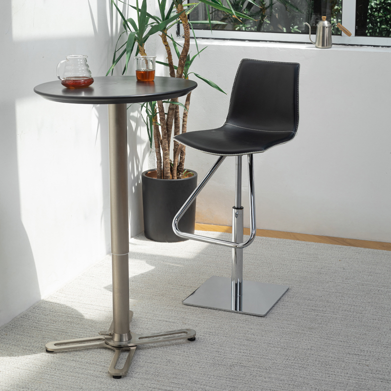 Nordic Leather Backrest Bar Chair Minimalist Modern Swivel Lifting Bar Stool Bar High Footstool Front Desk High Foot