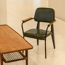 Industrial style household pu soft bag dining chair Simple modern light luxury retro chair Restaurant cafe armrest backrest chair