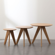 Nordic round solid wood small tea table combined creative living room sofa edge a few brief modern little tea table floating window short table