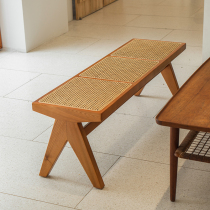 Nordic retro solid wood vine choreography home strip benches net red dining table bench Japanese style folk juku changing shoes stool