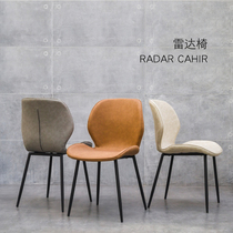 Dining chair Household light luxury Nordic chair Modern simple desk stool Restaurant backrest soft bag leather chair Wrought iron dining table chair