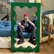 Net red ins mirror the same kind of wave full body photo floor mirror with wall stickup wall girls bedroom teenage girl wearing goggles