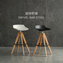 Nordic Solid Wood Swivel Bar Chair Bar High Footstool Modern Minima High Foot Chair Fashion Creative Coffee Front Desk Chair