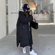 Down cotton jacket womens long knee 2021 Winter new Korean casual cotton coat warm student hooded jacket