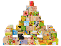 Vehicle rabbit animal Three-dimensional six-sided painting Wood puzzle kindergarten educational materials toy birthday gift desktop