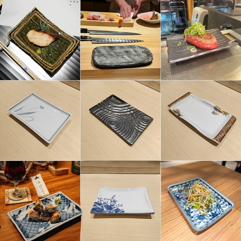 Shanyuan In-Stock Japanese Imported Ceramic Rectangular Plate for Grilled Dishes, Sushi, Sashimi, Tempura, Japanese Cuisine, Yakitori Tableware
