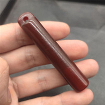Ancient Jade Antique Jade Antique Old Manau Ling Tube Pendant Imitation Antique Red Agate Orange Peel Tattoo Top Wearing Floral Feather tube pendant