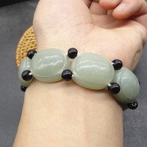  Xinjiang Hetian jade green and white jade mountain material turtle shell bracelet bracelet rich armor world jade bracelet send certificate