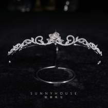 Light luxury and exquisite rose zircon crown bride wedding photography dress headdress adult ceremony performance crown hair accessories