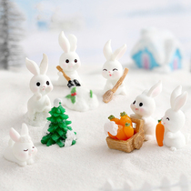 Christmas tree white rabbit doll model sand table micro landscape gardening succulent decoration ornaments baking cake accessories