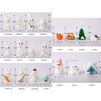 Snow scene bunny resin doll toy home flower potted aquatic ornaments birthday baking cake decorations