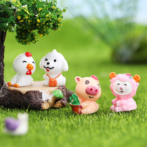 Rat Ox Tiger Rabbit Dragon Snake Horse Sheep Monkey Chicken Dog Pig 12 Zodiac Cartoon Dolls Play House Toys Baking Cake Ornaments