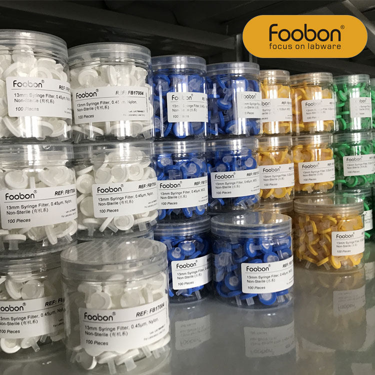 13mm针头过滤器 0.22um 水系 0.45um 有机系 100个/盒 Foobon