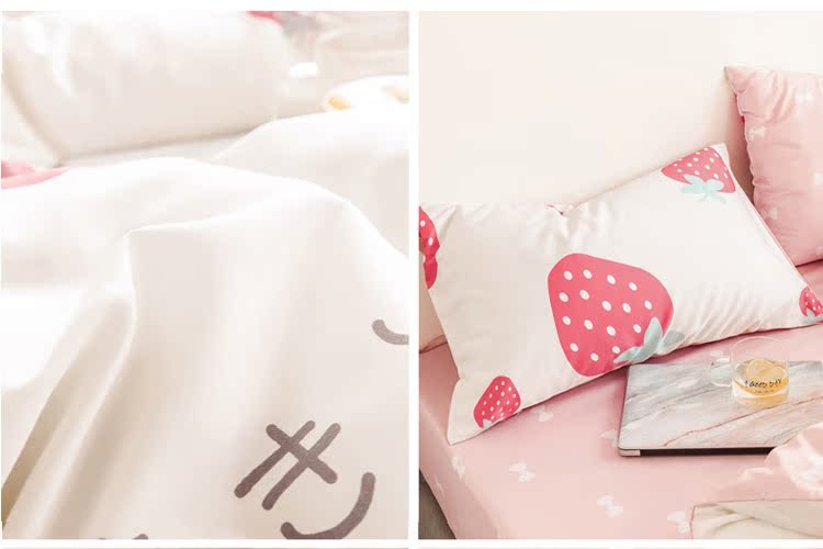 Ins gió Bắc Âu tấm đỏ bốn bộ cotton cotton 1.8m ký túc xá sinh viên ba mảnh - Bộ đồ giường bốn mảnh bộ chăn ga