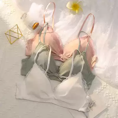 Summer thin white underwear women's small breasts gather no trace without steel ring big chest show small text bra set