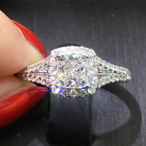 GIA Naked Drill Custom 50 Cushion Shaped Diamond Ring 18K Platinum Square Group Inlaid Diamond Ring Platinum Wedding Diamond Ring Diamond Ring