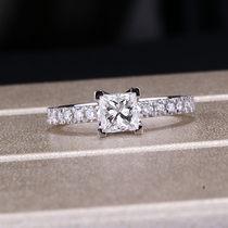 18K Platinum Diamond Woman Ring 50 Princess Square Group Inlaid Diamond Wedding Ring PT Platinum Courting Diamond Ring