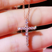 18K Rose Gold Cross Pendant Platinum Diamond Necklace PT950 Platinum Collarbone Chain Wedding Cover Chain Custom Woman