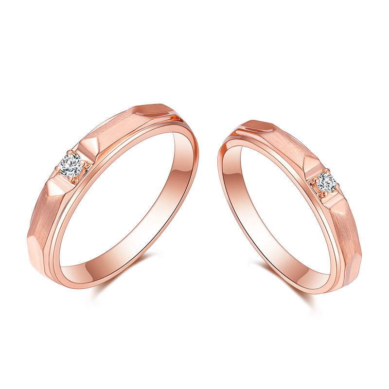 18K rose gold diamond lovers ring on the ring to ring male and female with the same platinum platoon ring ring ring ring