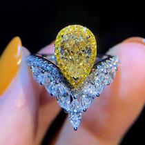 GIA colour drill 1 carat drop shaped diamond ring 50 FANCYYELLOW Yellow Diamond Diamond Female Ring Custom Powder Green Drill