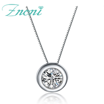 18K white gold diamond pendant round 30 points diamond necklace pendant 50 points single diamond clavicle chain loose diamond customization