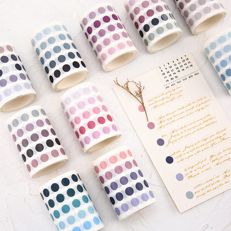 Planet 32 Instagram-style sealing stickers, Japanese-style journaling stickers with colorful polka dots and round patterns, washi tape, girly round stickers.