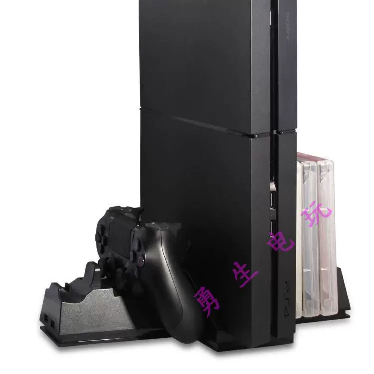 DOBE PS4 PRO máy chủ lưu trữ đa chức năng giữ đĩa trò chơi xử lý hai lần sạc quạt làm mát - PS kết hợp