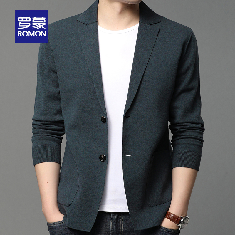 Romon Knit Cardigan Jacket for Men, Spring and Autumn 2025 New Style, Spring Suit, Men's Outerwear Sweater, Trendy Suit