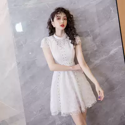 2020 summer new popular skirt sweet small fresh waist thin fairy skirt high waist puffy dress