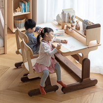 On the shape of the child in the new product Primary school students study table high and low lifting writing desk desk all solid wood environmental protection original