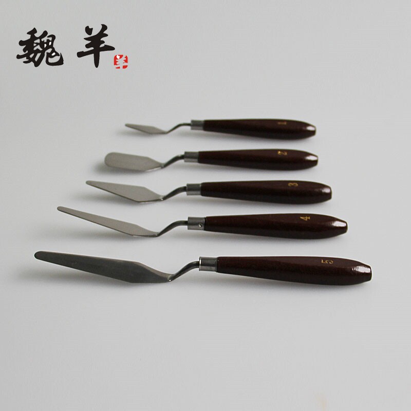 Gouache scraper Wooden handle Oil painting oil painting knife Pick knife blade can be used watercolor paint color grading students