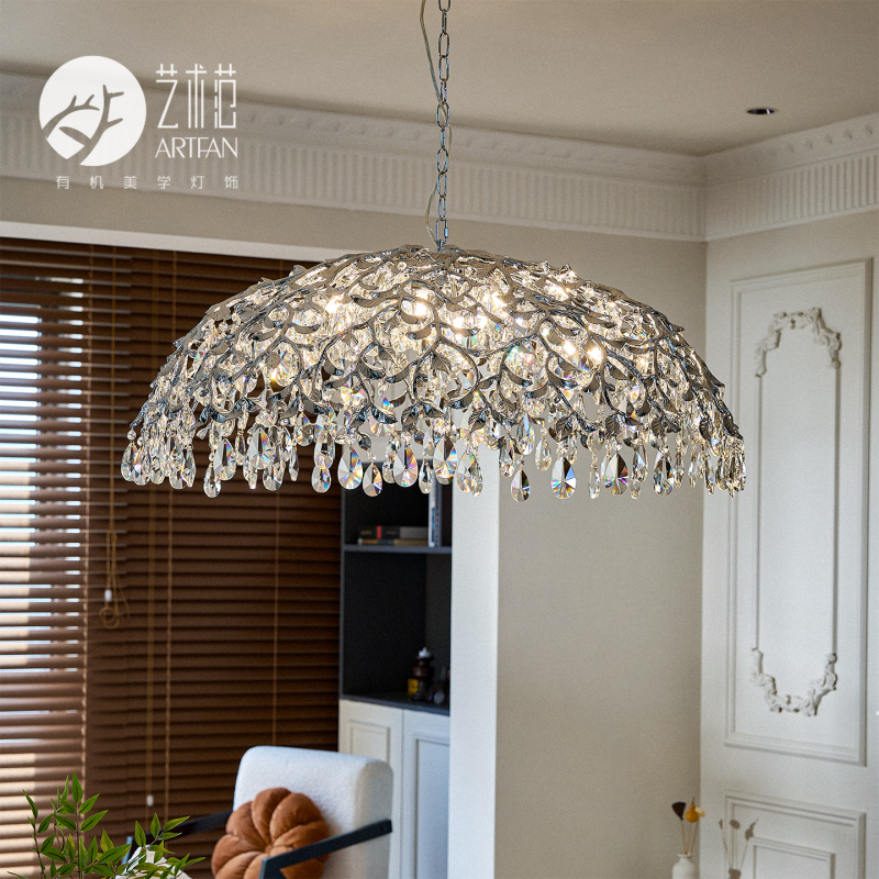 Artistic French Crystal Chandelier, Bedroom Living Room Lamp, Dining Room Lamp, Light Luxury High-End Lighting, Silver Lamps Artistic French Crystal Chandelier, Bedroom Living Room Lamp, Dining Room Lamp, Light Luxury High-End Lighting, Silver Lamps