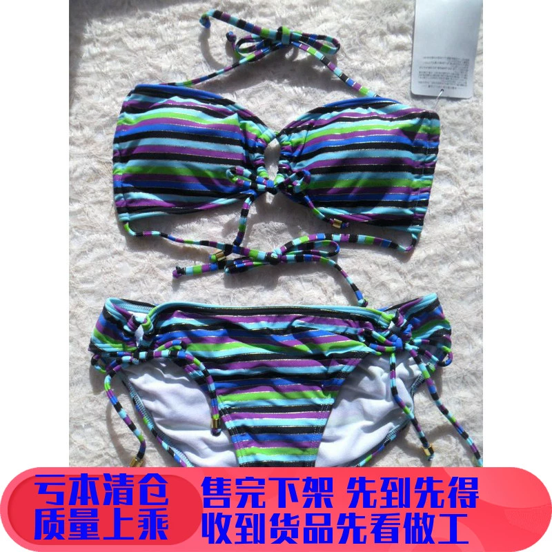 Chất lượng tốt xuất khẩu ban đầu kích thước ban đầu bộ bikini tam giác sexy áo tắm phụ nữ bãi biển spa sọc đồ bơi - Bikinis